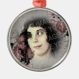 Adorno Metálico Tu Foto Antigua Llave Y Rosas