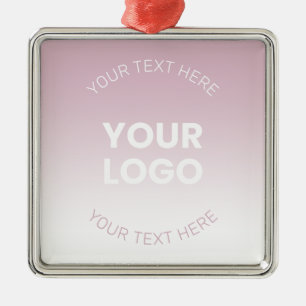 Adorno Metálico Tu Logotipo Moderno Rosa Polvo y Ombre Blanco