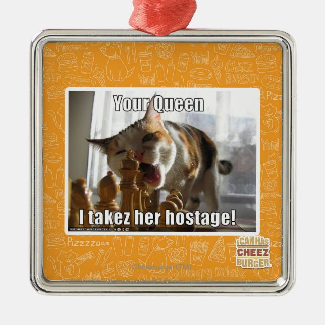 Adorno Metálico Tu reina, la tomo como rehén (Frente)