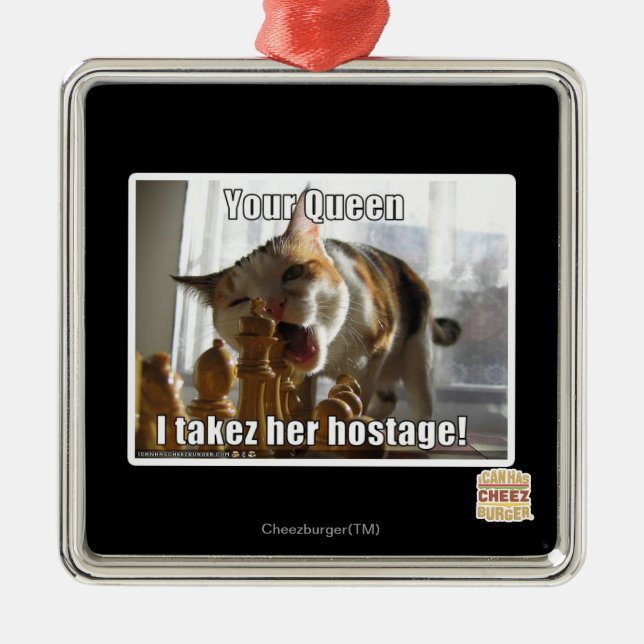 Adorno Metálico Tu reina, la tomo como rehén (Frente)