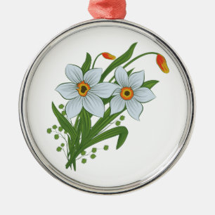 Adorno Metálico Tulipanes y Flores de Narcisos
