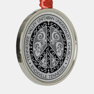 Adorno Metálico TVUUC - Signo de paz en blanco y negro