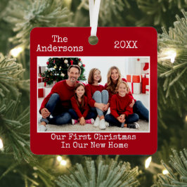 Adorno Metálico Typewriter Texto Primero Navidad Nuevo Foto De Cas