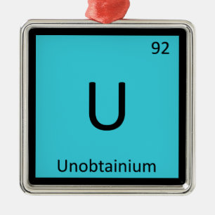 Adorno Metálico U - Símbolo de tabla periódica de química de unobt