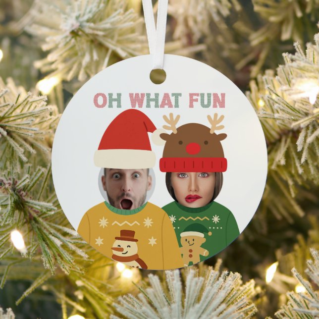 Adorno Metálico Ugly Christmas Sweater Funny Face Personalized (in situ)