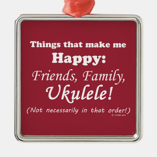 Adorno Metálico Ukulele me hace feliz (Frente)