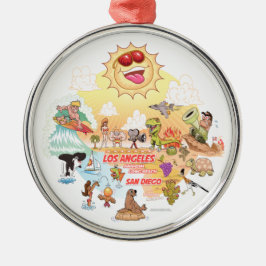 Adorno Metálico Ultimate Sunny California Round Ceramic Ornament