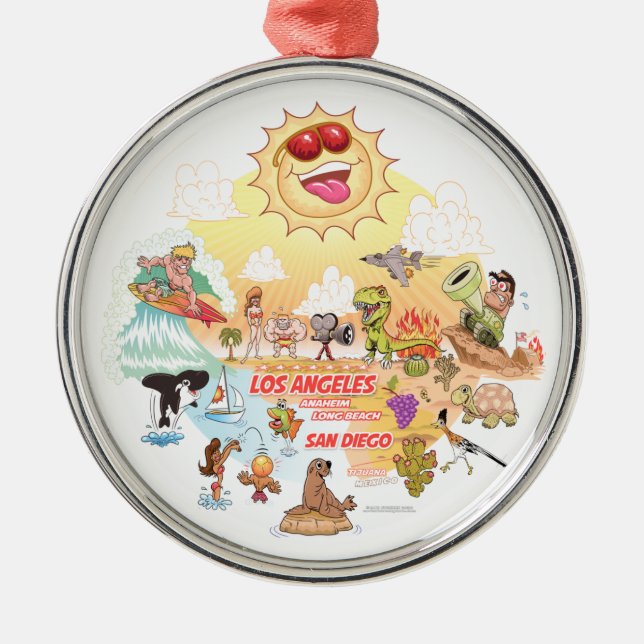 Adorno Metálico Ultimate Sunny California Round Ceramic Ornament (Frente)
