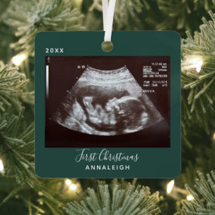 Adorno Metálico Ultrasonido de Embarazo Foto Primera Navidad