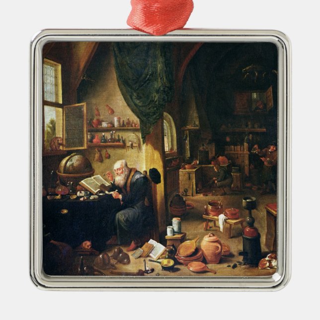 Adorno Metálico Un alquimista en su taller (Frente)