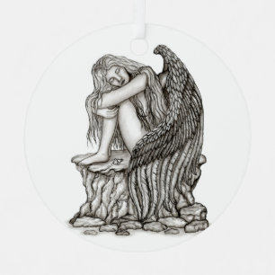 Adorno Metálico Un ángel dormido en la piedra