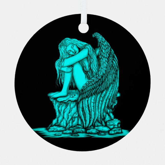 Adorno Metálico Un ángel dormido en la piedra (Anverso)