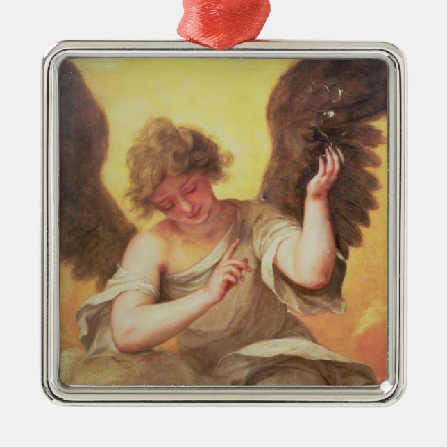 Adorno Metálico Un ángel que sostiene un frasco de cristal (Frente)
