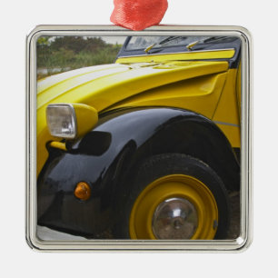 Adorno Metálico Un antiguo Citroen negro y amarillo 2CV 2 CV,