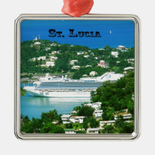 Adorno Metálico Un barco de cruceros atracado en St Lucia