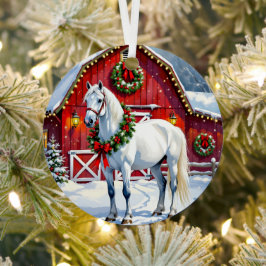 Adorno Metálico Un caballo blanco festivo y Navidades de un graner