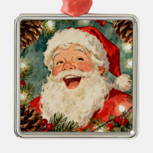 Adorno Metálico Un dulce Santa Claus retro   Navidad vintage