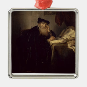 Adorno Metálico Un filósofo, 1635 (aceite en el panel)