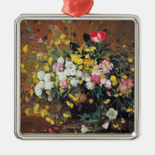Adorno Metálico Un florero de flores