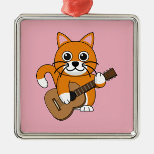 Adorno Metálico Un gato blanco Naranja lindo tocando Personalizado
