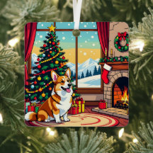 Un lindo Corgi festivo de Navidad