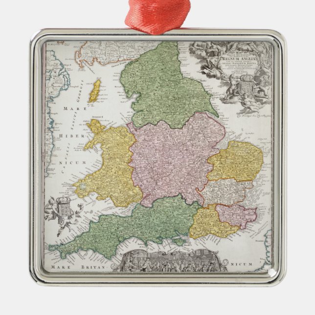 Adorno Metálico Un mapa de Inglaterra el | 1760 (Frente)