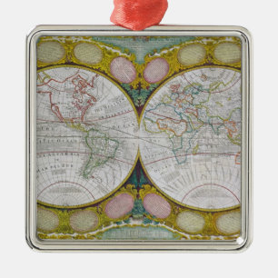 Adorno Metálico Un mapa nuevo y correcto del mundo, 1770-97