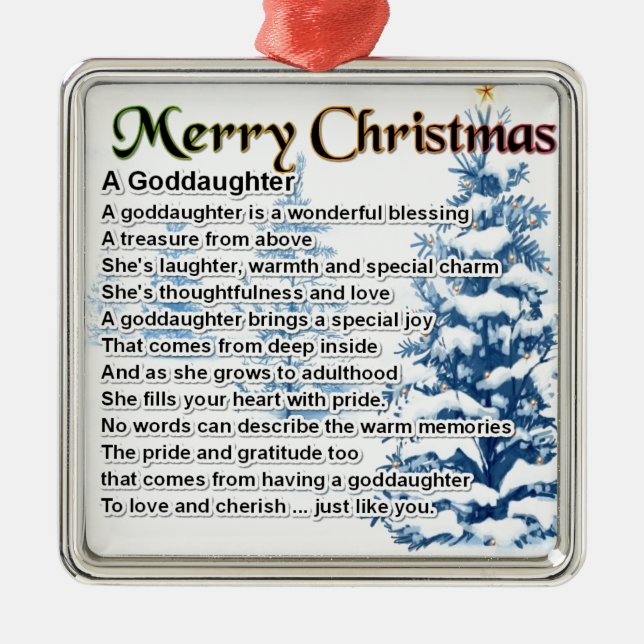 Adorno Metálico Un poema de la ahijada - diseño del navidad (Frente)