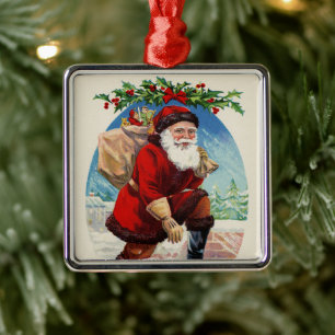 Adorno Metálico Un Santa Navidades feliz