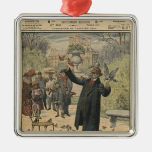 Adorno Metálico Un tipo parisiense, el encantador del pájaro del