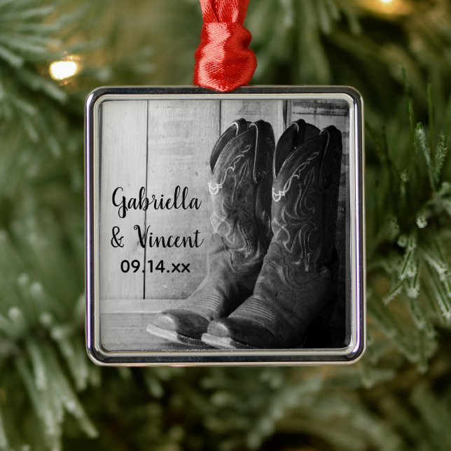 Adorno Metálico Un vaquero rústico bota el país Boda occidental (Árbol)