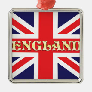 Adorno Metálico Una bandera de Union Jack con Inglaterra escrita e