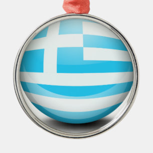 Adorno Metálico Una bola con la bandera de Grecia
