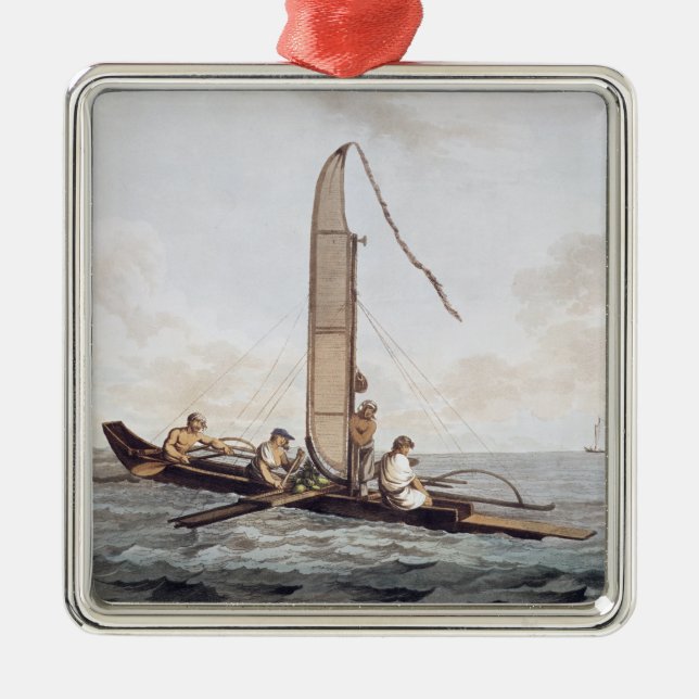 Adorno Metálico Una canoa de la navegación de Otaheite (Frente)