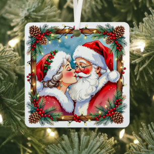 Adorno Metálico Una dulce Navidad a la antigua Sr y Sra Claus