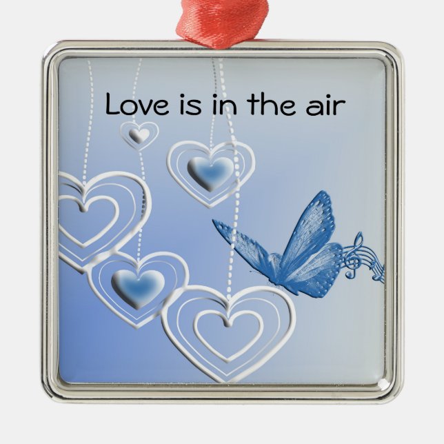 Adorno Metálico Una mariposa y corazones (Frente)
