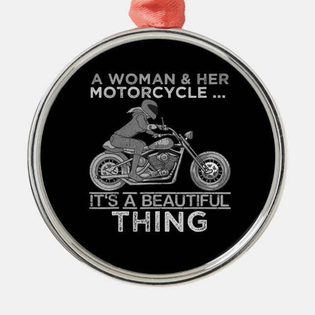 Adorno Metálico Una Mujer Y Su Regalo De Motocicletas Para Los Bik (Frente)