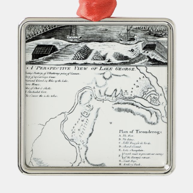 Adorno Metálico Una opinión de perspectiva del lago George (Frente)