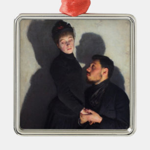 Adorno Metálico Una pareja con sombras fundidas (por Emile Friant)