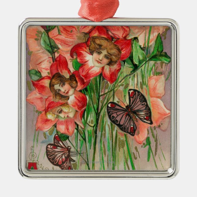 Adorno Metálico Una Pascua feliz con las flores principales de las (Frente)