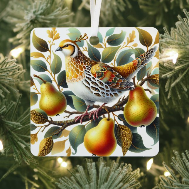 Adorno Metálico Una perdiz en un árbol de peras Navidades personal (in situ)