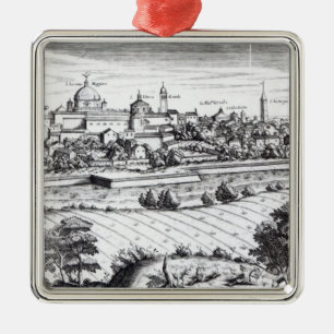 Adorno Metálico Una sección de un mapa de Milano, 1640