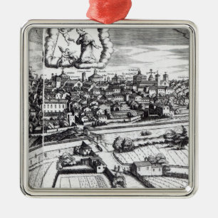 Adorno Metálico Una sección de un mapa de Milano, 1640