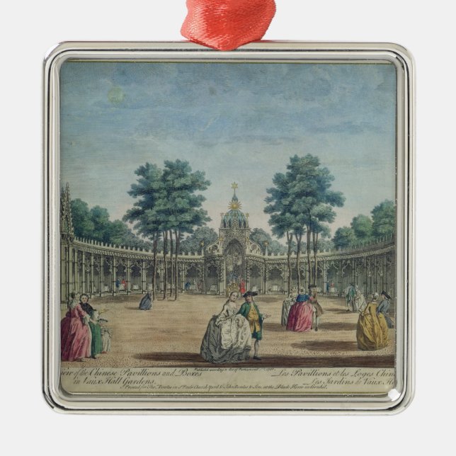 Adorno Metálico Una vista de los pabellones y de las cajas chinos (Frente)