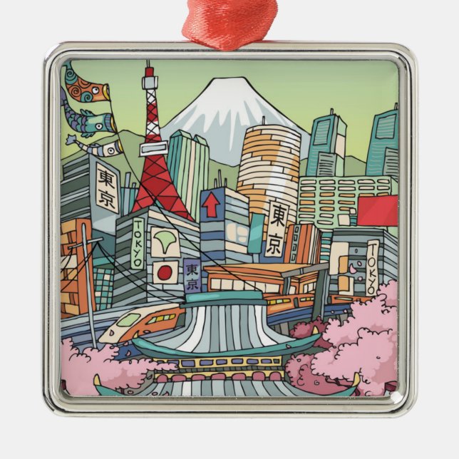 Adorno Metálico Una vista de Tokio (Frente)