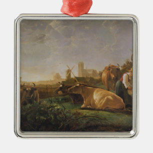 Adorno Metálico Una vista distante de Dordrecht