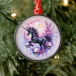 Adorno Metálico Unicornio a la luz de la luna entre rosas olvidada