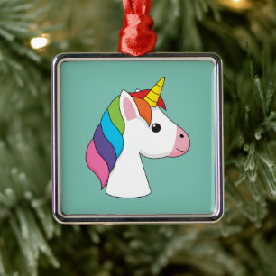 Adorno Metálico Unicornio mágico lindo con el pelo colorido