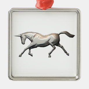 Adorno Metálico Unicornio plateado