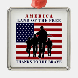 Adorno Metálico USA Flag and Soldiers Silver Ornament